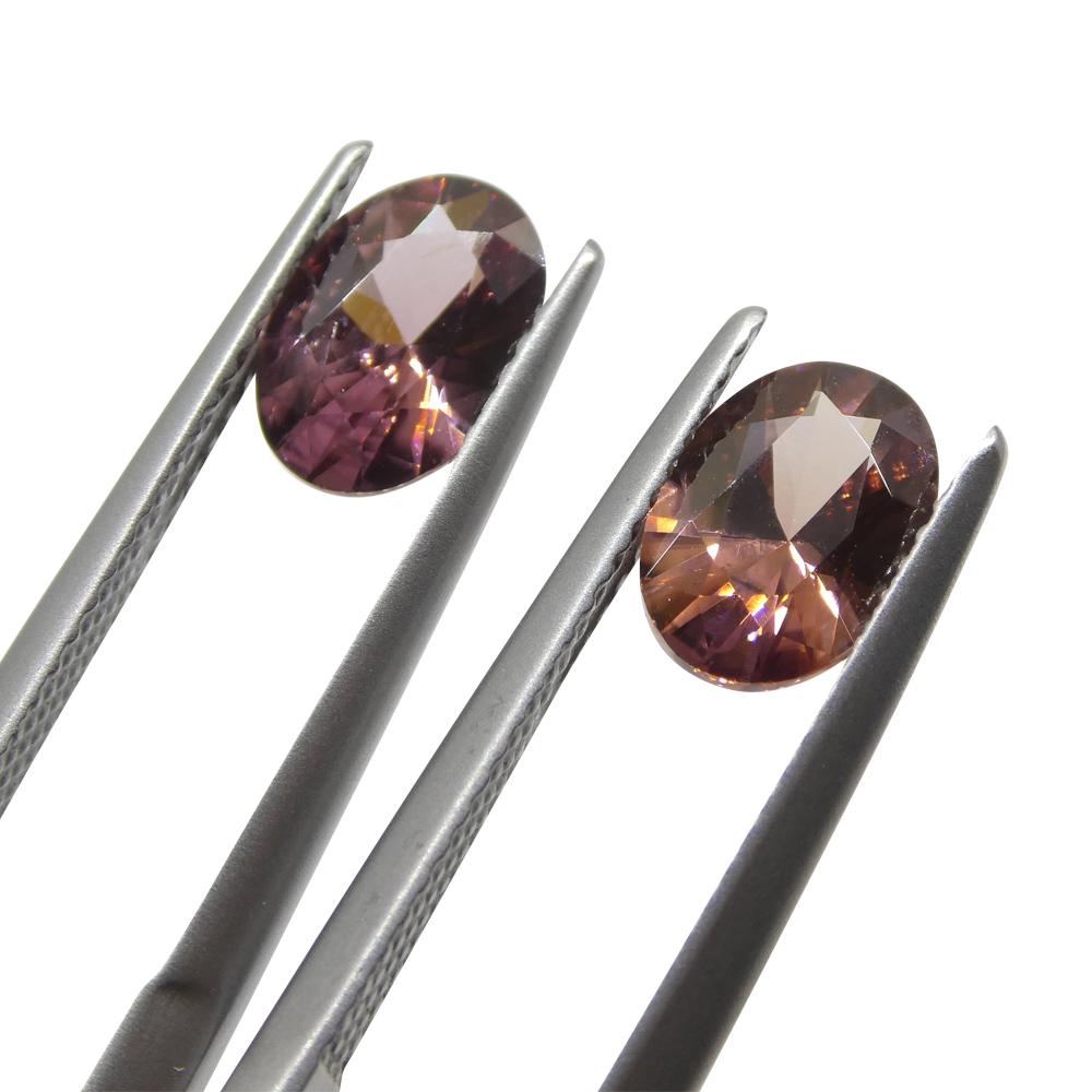 3.21 ct Pareja natural de circonitas rosas ovaladas talla brillante de Sri Lanka Corte brillante en venta