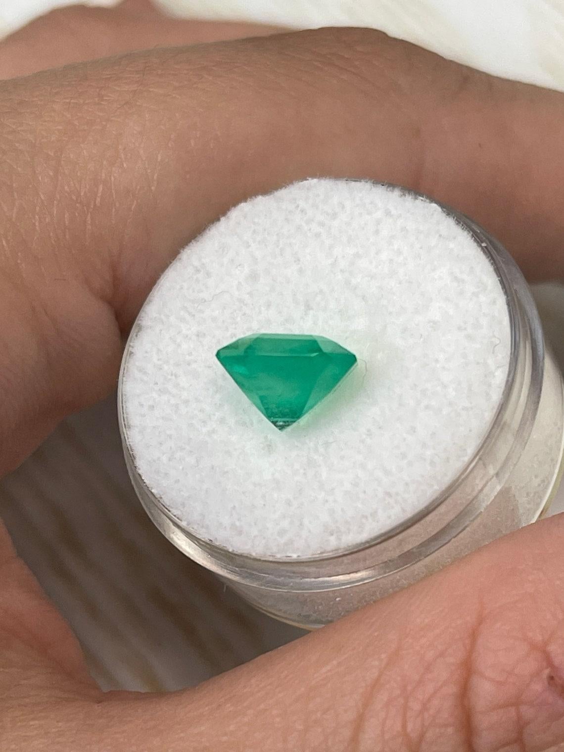 3.21ct Yellowish Green Colombian Emerald 9x9mm Asscher Cut Genuine May For Sale 1