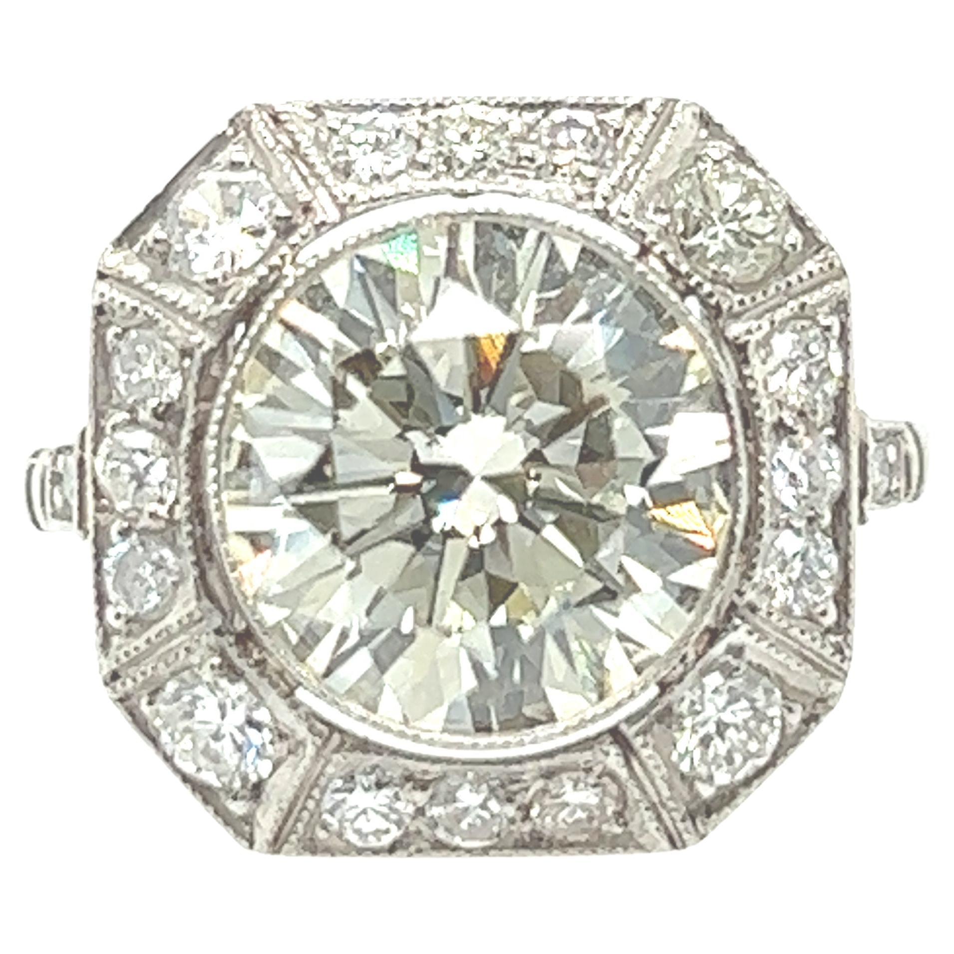 3.22 Carat Diamond Art Deco Style Ring