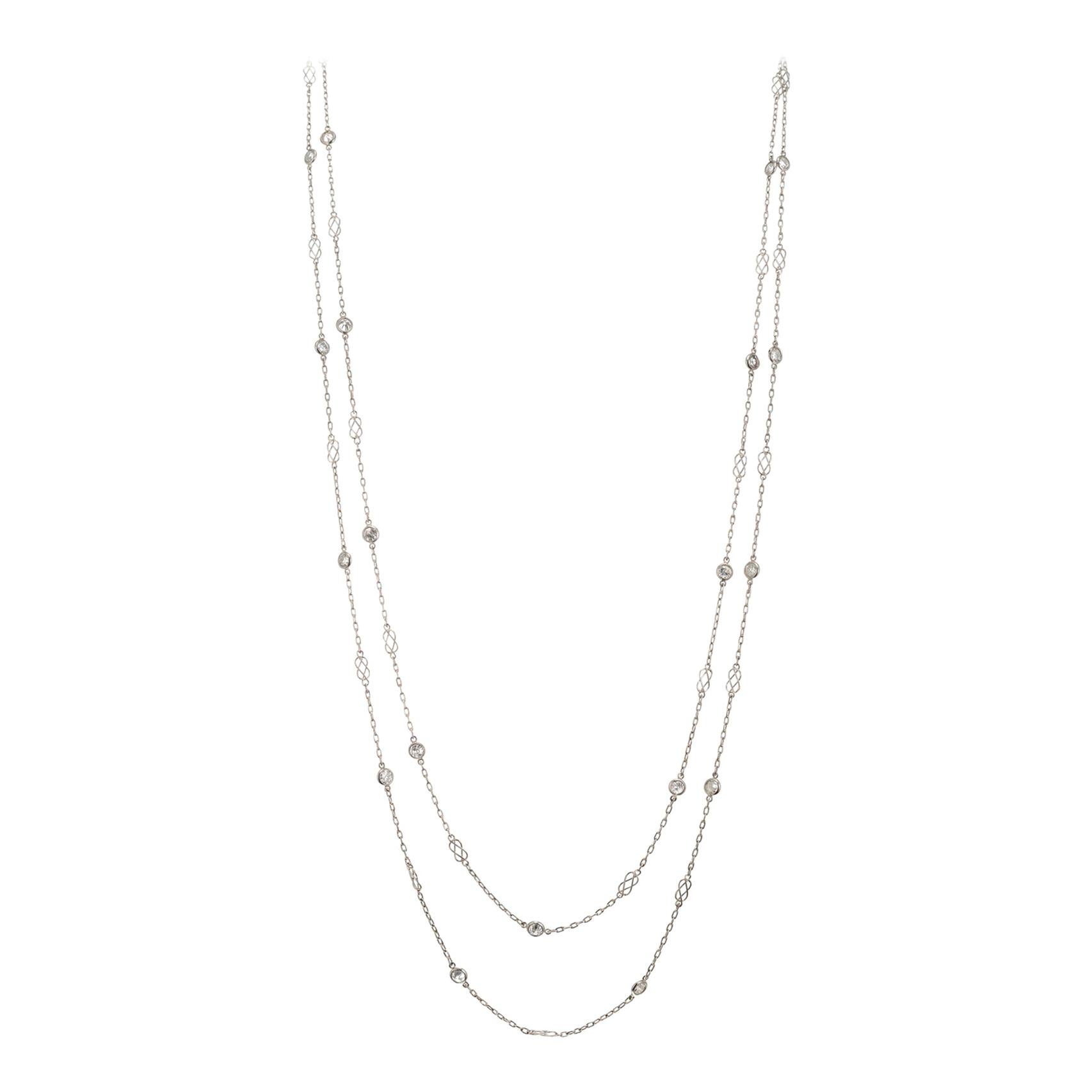 3,22 Karat Diamant pro Yard Platin-Halskette im Angebot