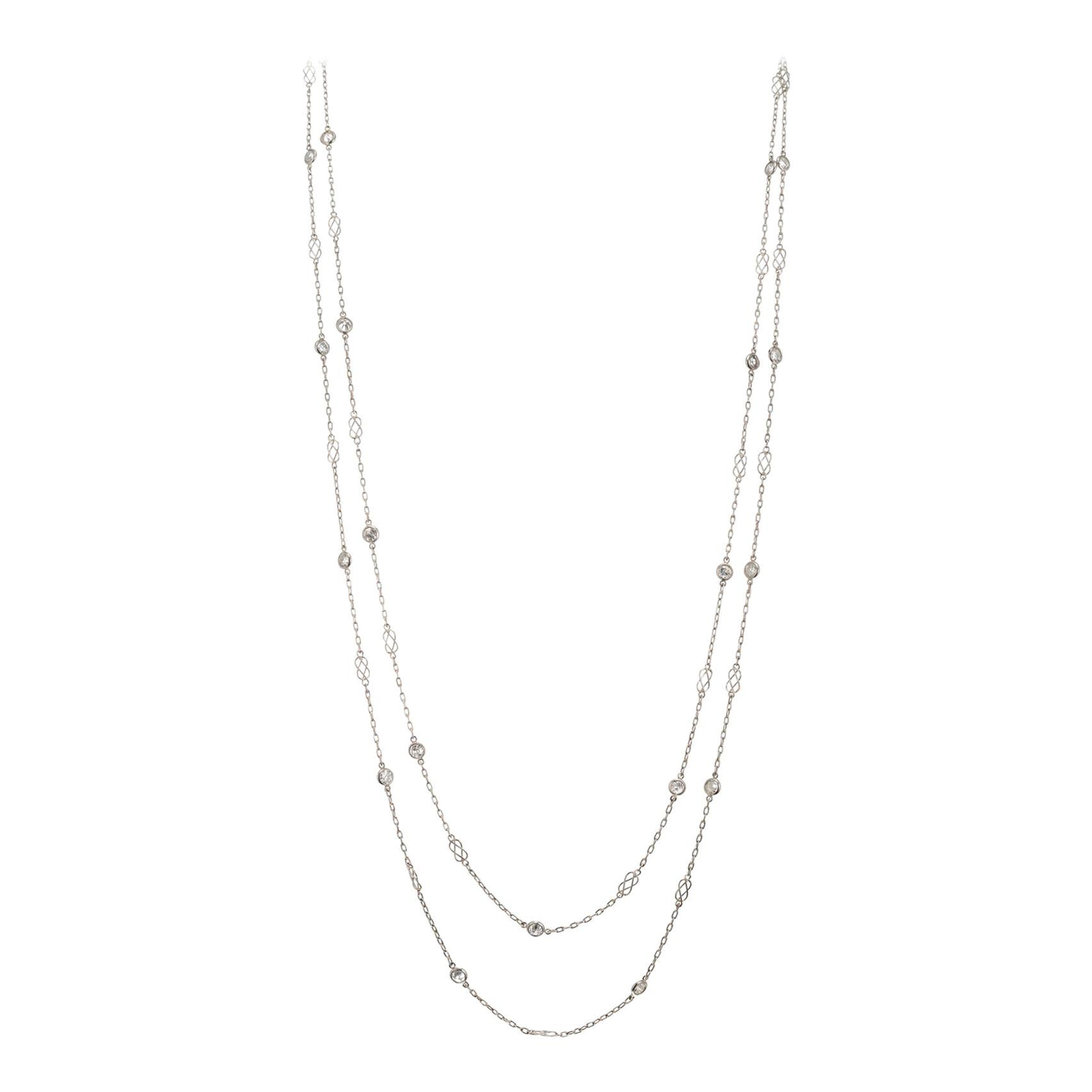 3.22 Carat Diamond by Yard Platinum Necklace