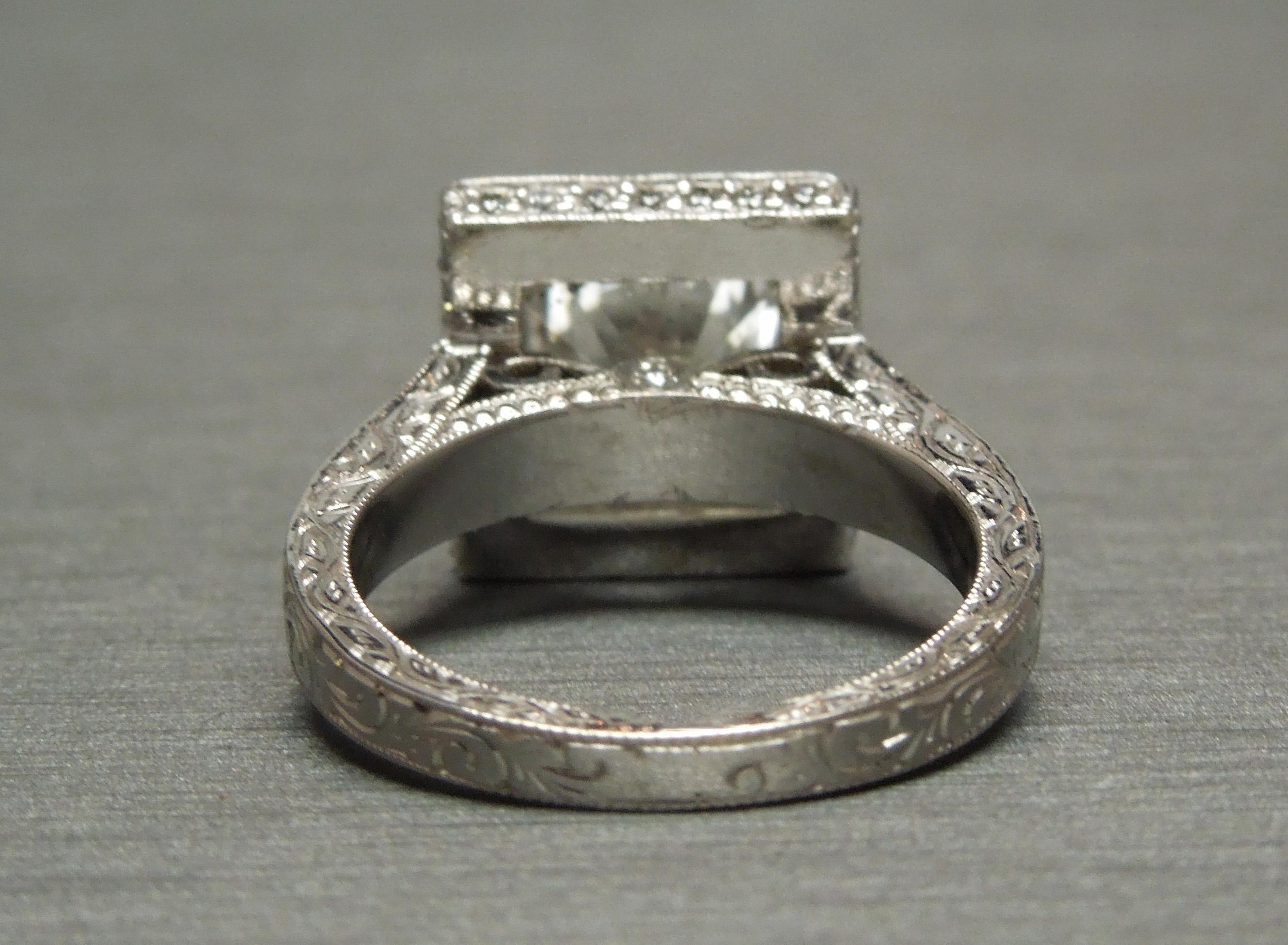 3.22 Carat GIA Diamond Square Halo Ring For Sale 2
