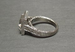 3.22 Carat GIA Diamond Square Halo Ring