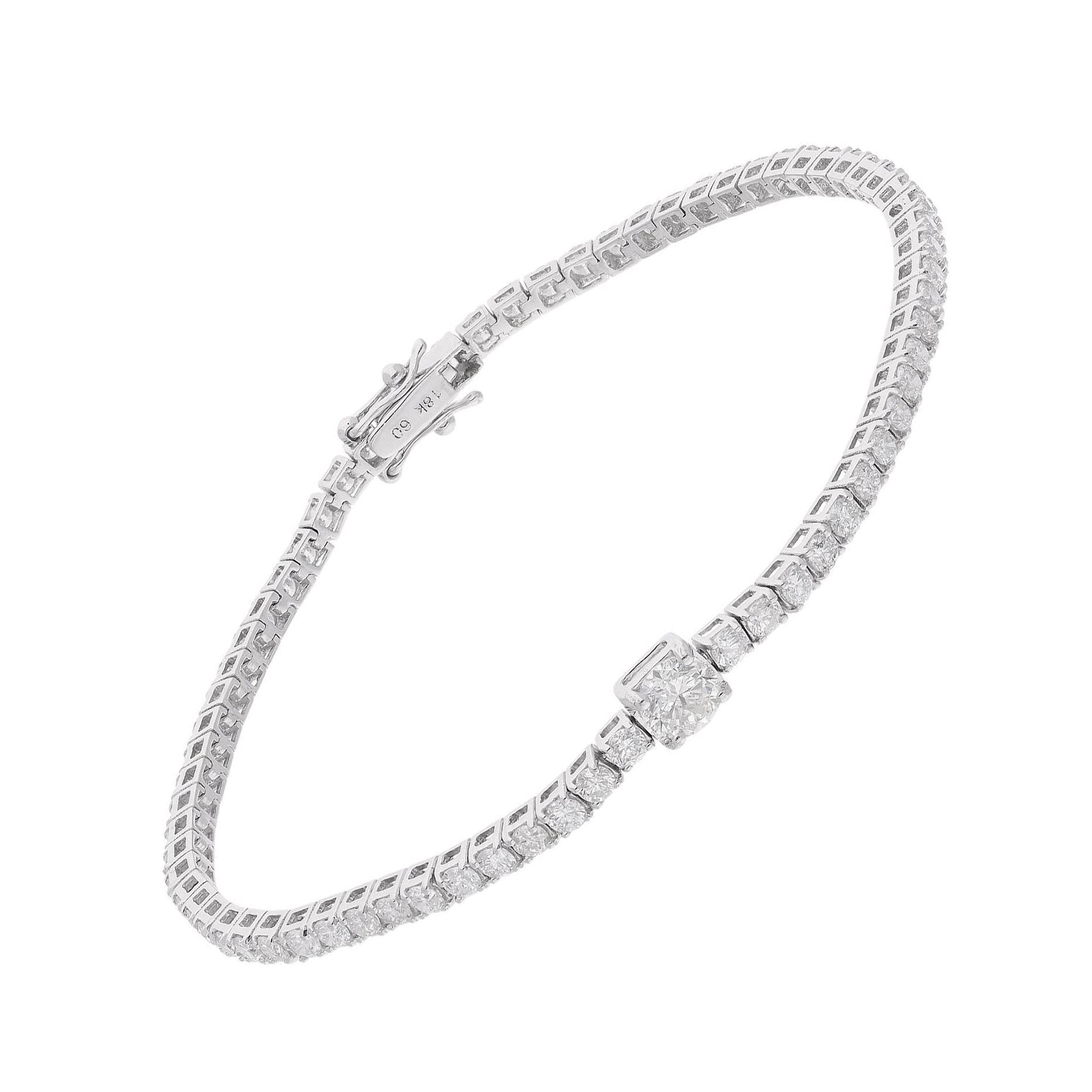 Pulsera de tenis de diamantes redondos naturales de 3,22 quilates Joyas de oro blanco de 14 quilates