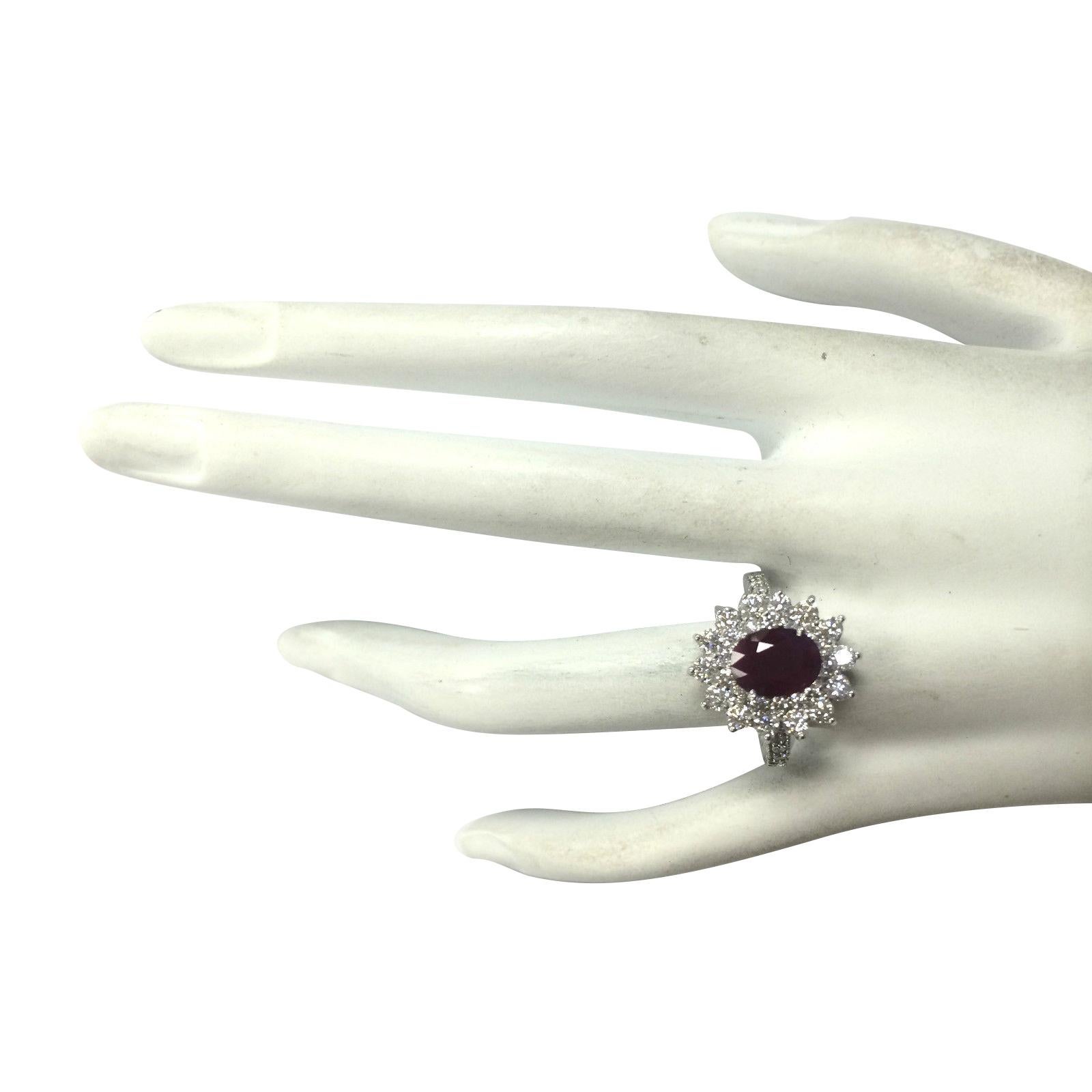 Ruby Diamond Ring In 14 Karat White Gold  In New Condition For Sale In Los Angeles, CA