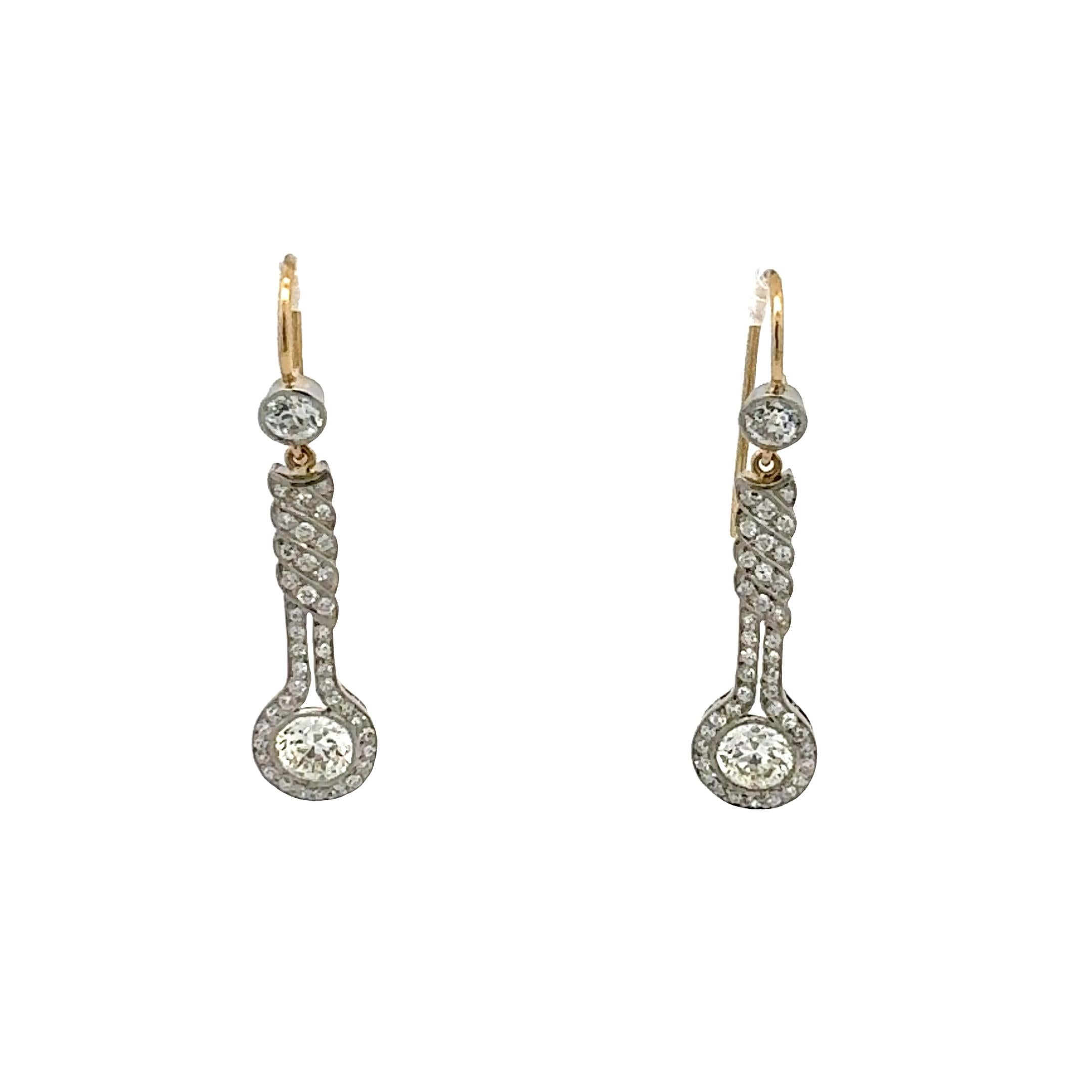 3,22 Karat GIA-Diamant mit altem europäischen Schliff Platin-Ohrring im Angebot 6