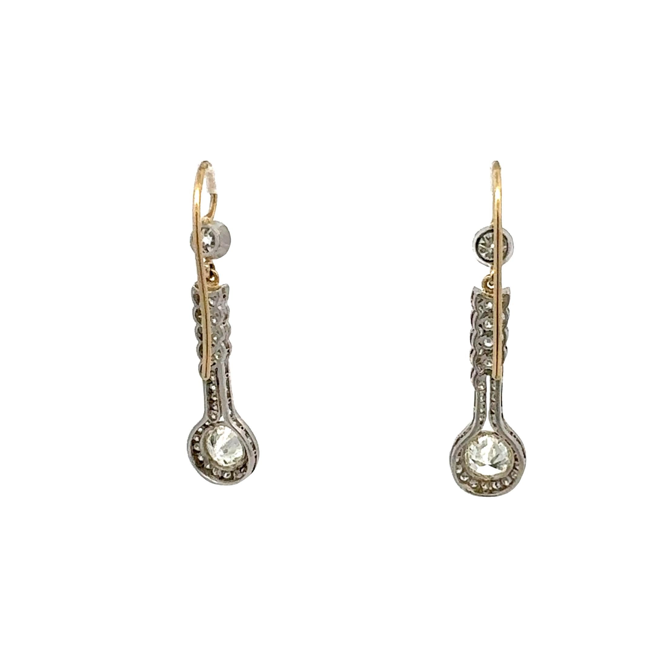 3,22 Karat GIA-Diamant mit altem europäischen Schliff Platin-Ohrring Damen im Angebot