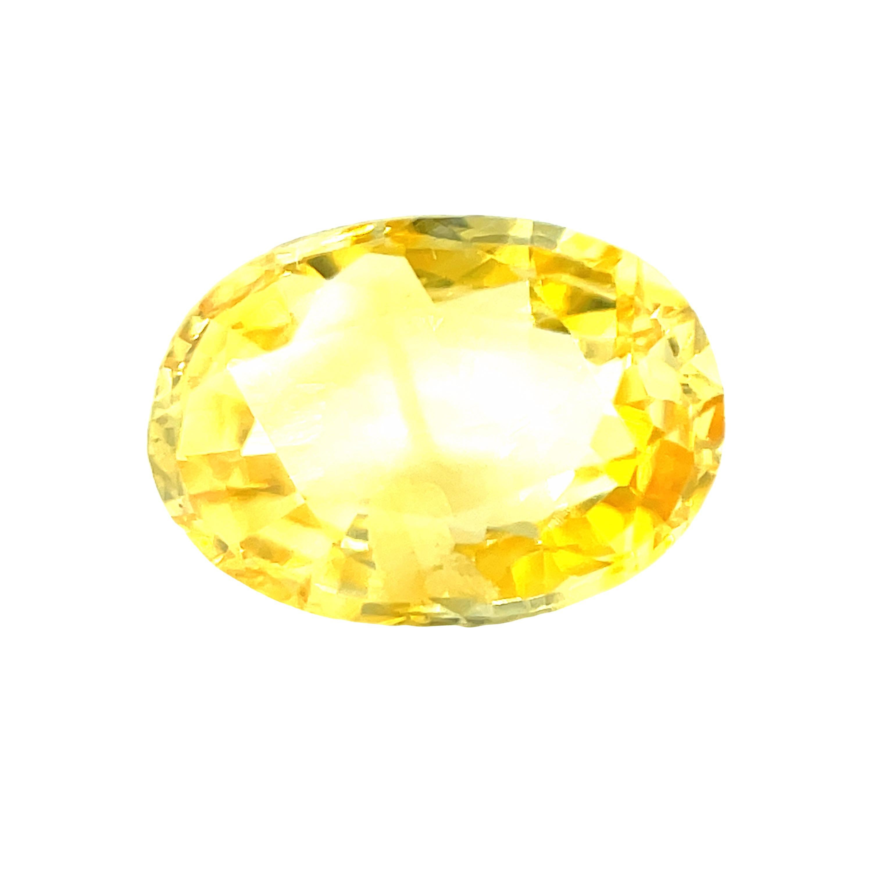 Artisan 3.22 Carat Oval Yellow Sapphire Loose Unset 3-Stone Ring or Pendant Gemstone For Sale