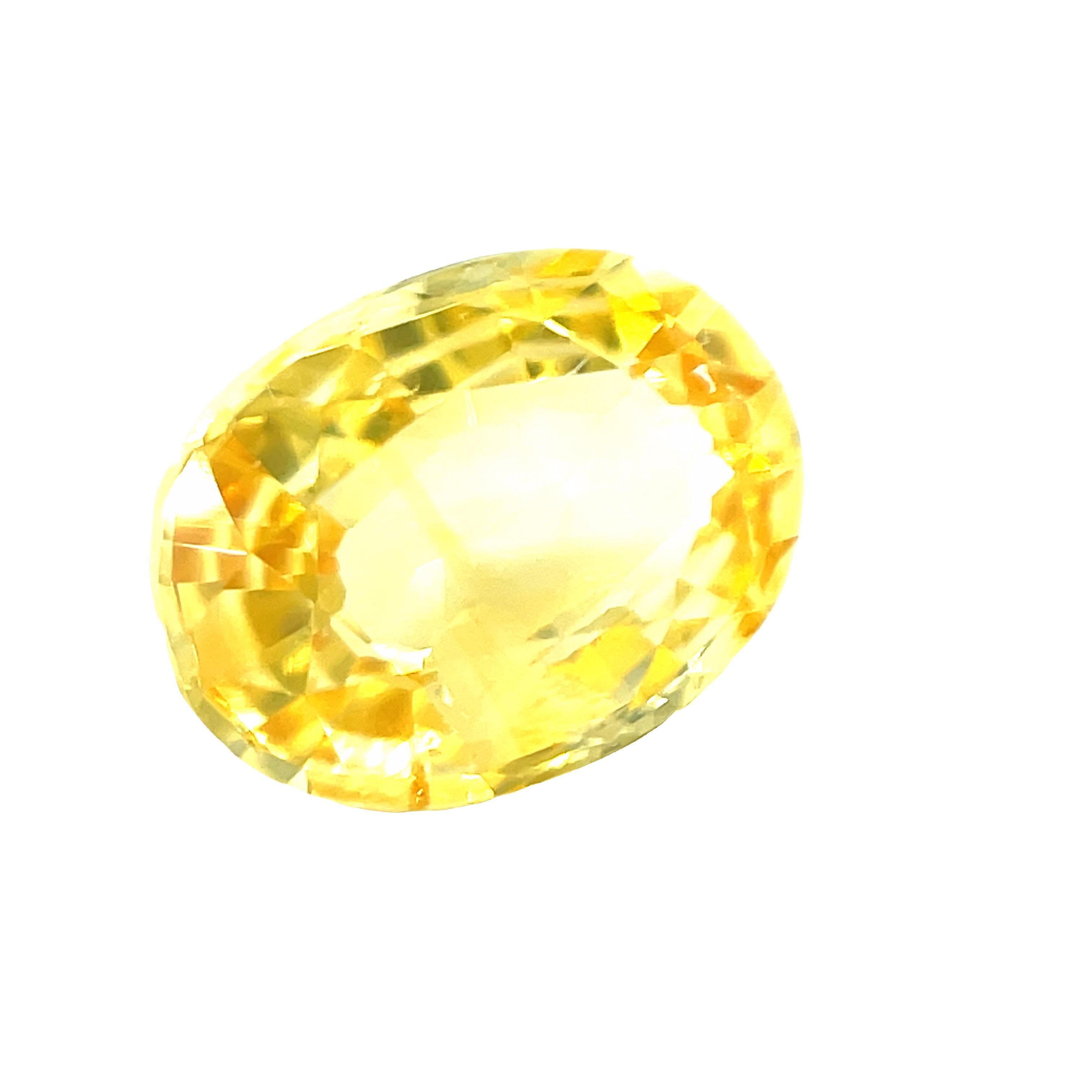 Oval Cut 3.22 Carat Oval Yellow Sapphire Loose Unset 3-Stone Ring or Pendant Gemstone For Sale