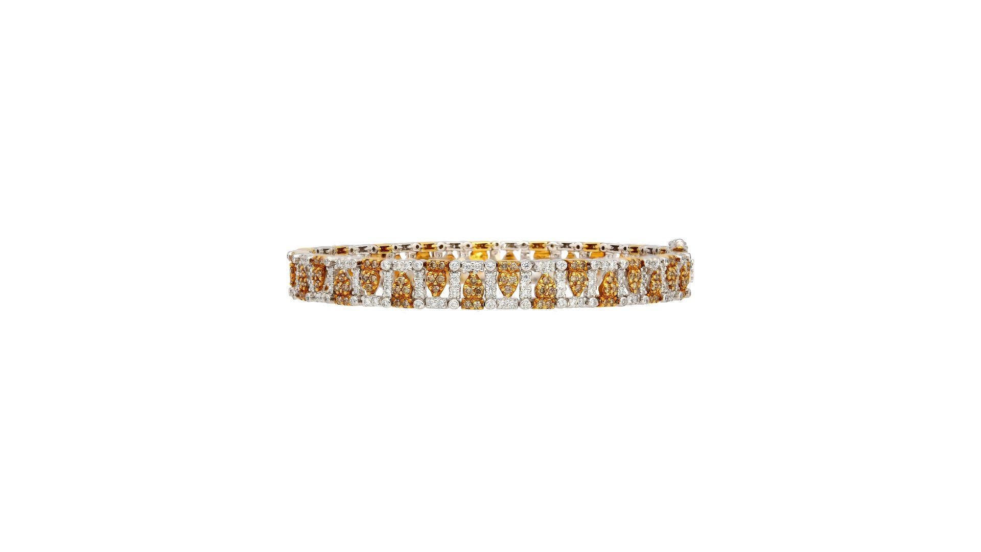 Art Nouveau 3.22 Carat TW Fancy Brown & White Diamonds in Patterned 18K White & Yellow Gold For Sale