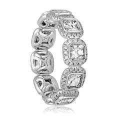 3.22 Carats Asscher Cut Eternity Diamond Platinum Band Ring