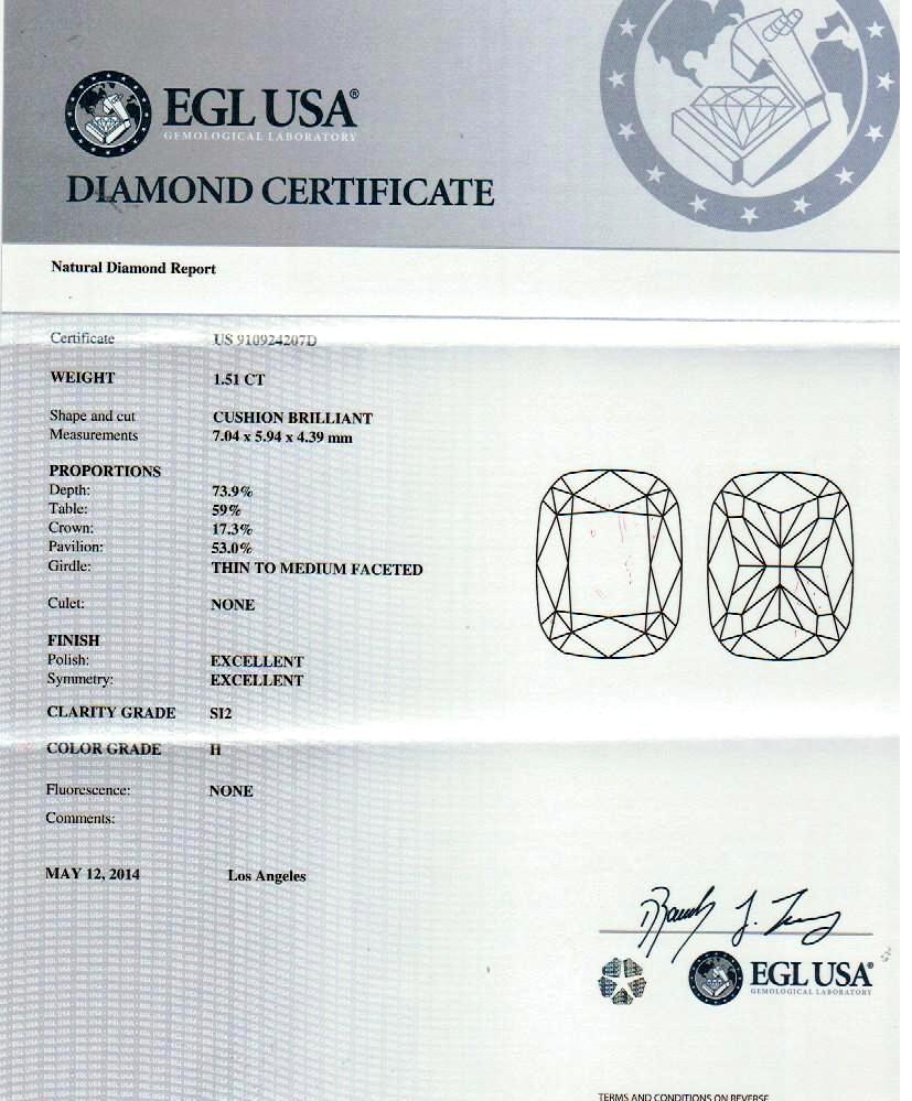 Women's 3.22 Ct EGL Certified Cushion 14K Diamond Stud Earrings with Halo For Sale