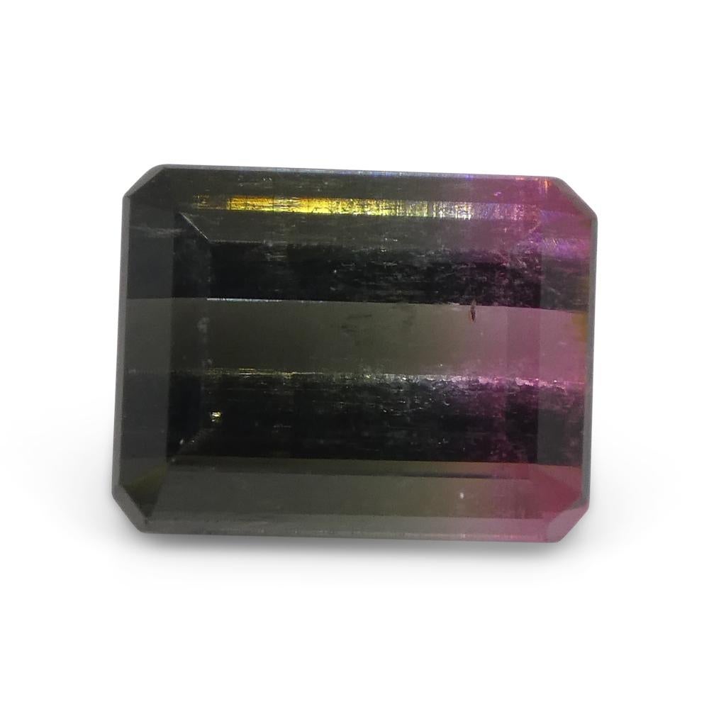 3,22ct Smaragdschliff Blau & Rosa zweifarbiger Turmalin im Angebot 6