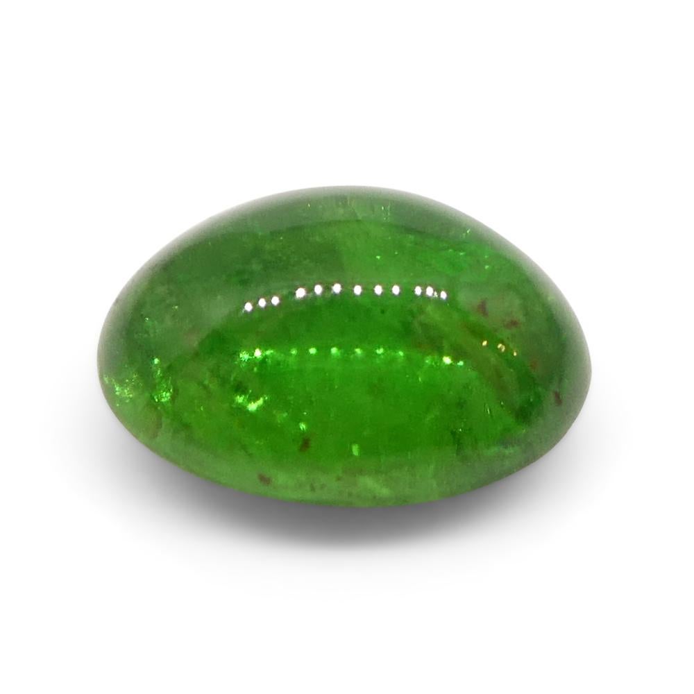 3.22ct Oval Cabochon Green Tsavorite Garnet from Kenya, Unheated In New Condition For Sale In Toronto, Ontario