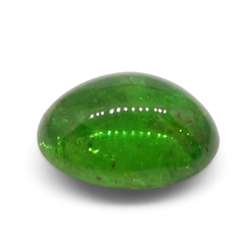 Women's or Men's 3.22ct Oval Cabochon Green Tsavorite Garnet from Kenya, Unheated For Sale