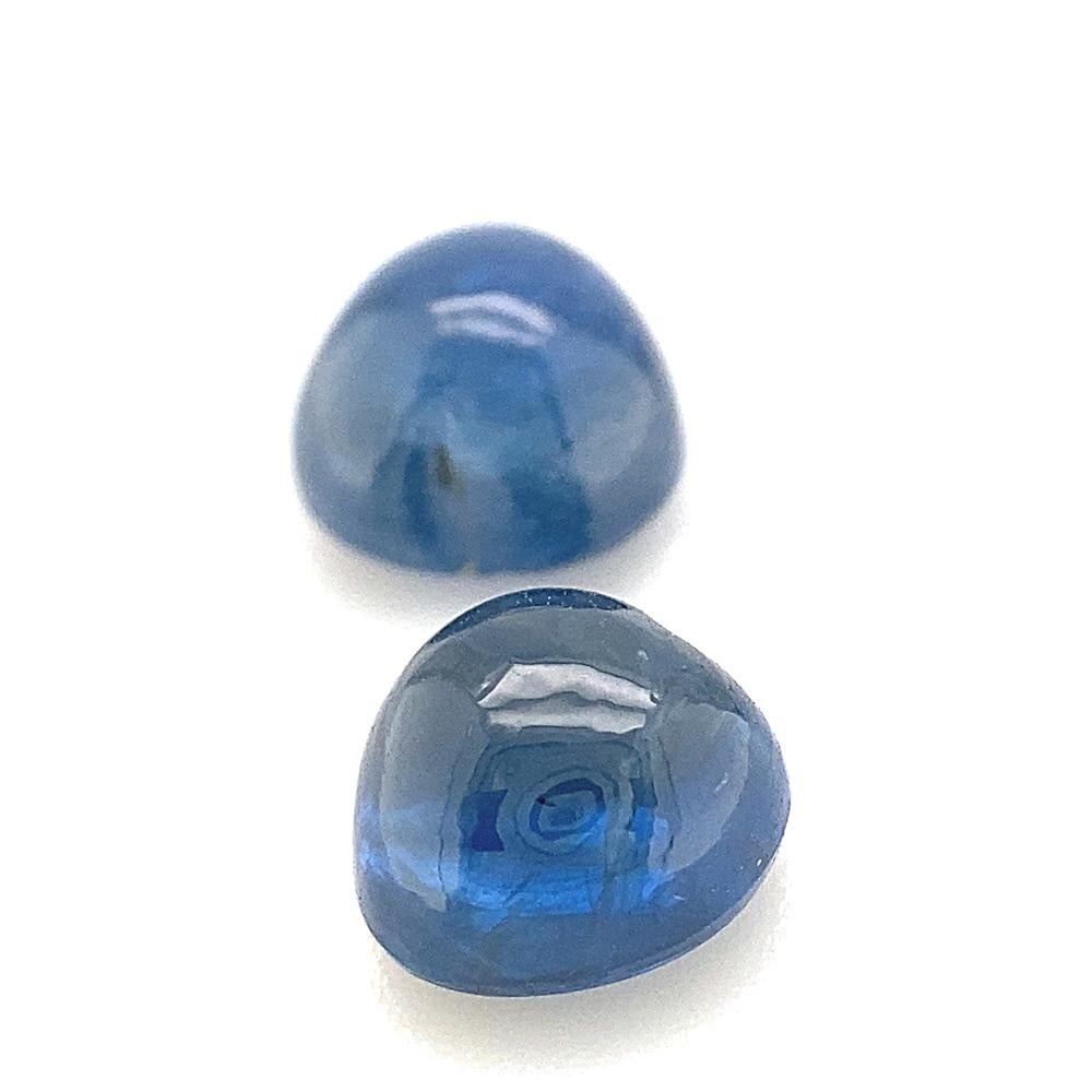 Paire de saphirs bleus en forme de cœur cabochon non chauffés de Thaïlande, 3,22 carats en vente 5