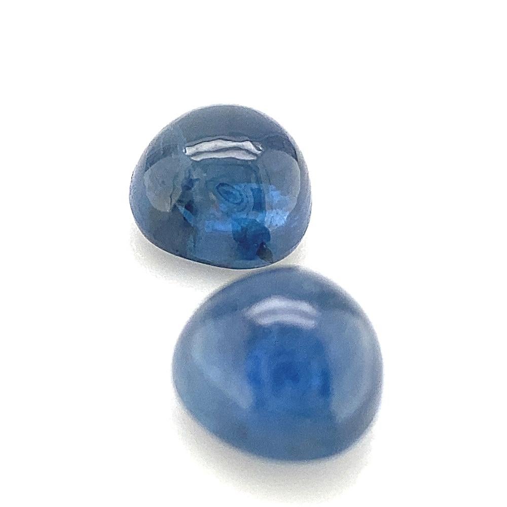 Paire de saphirs bleus en forme de cœur cabochon non chauffés de Thaïlande, 3,22 carats Neuf - En vente à Toronto, Ontario