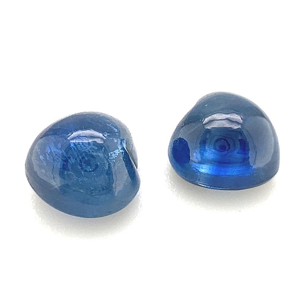 Paire de saphirs bleus en forme de cœur cabochon non chauffés de Thaïlande, 3,22 carats en vente 2