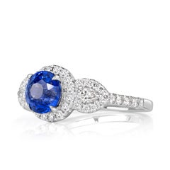 Anello di fidanzamento con zaffiro blu taglio Brilliante rotondo da 3.22 carati