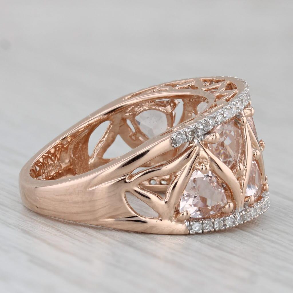 da uomo o donna Anello con diamante Morganite 3,22ctw in oro rosa 14k misura 8 Cocktail in vendita