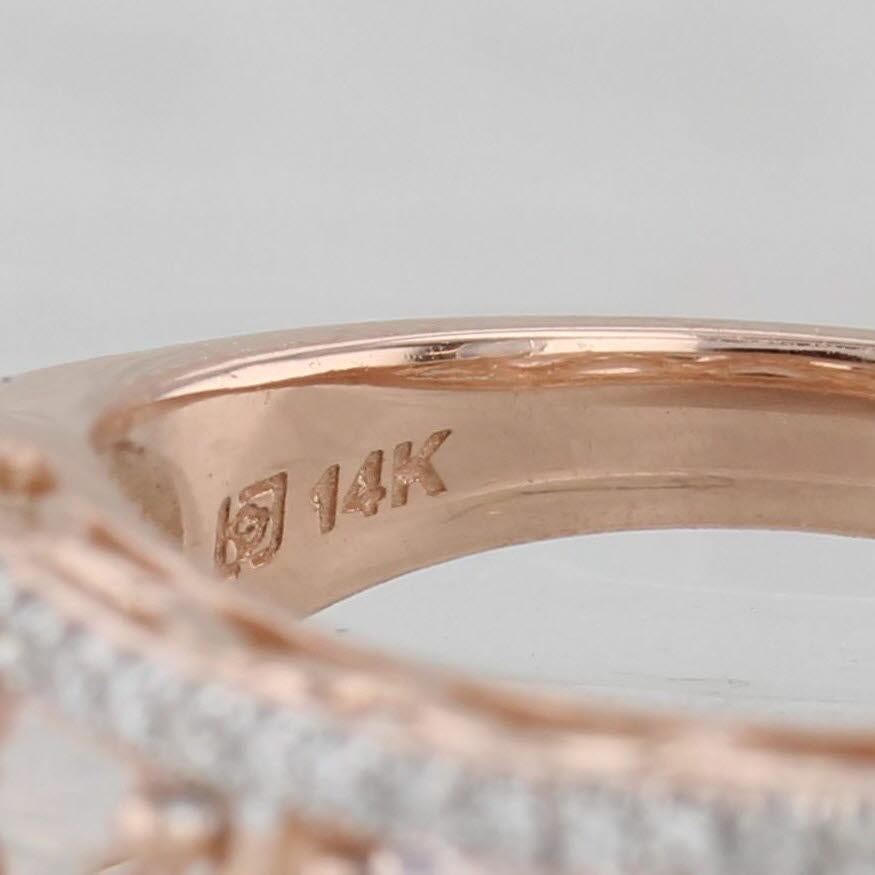 Anello con diamante Morganite 3,22ctw in oro rosa 14k misura 8 Cocktail in vendita 1