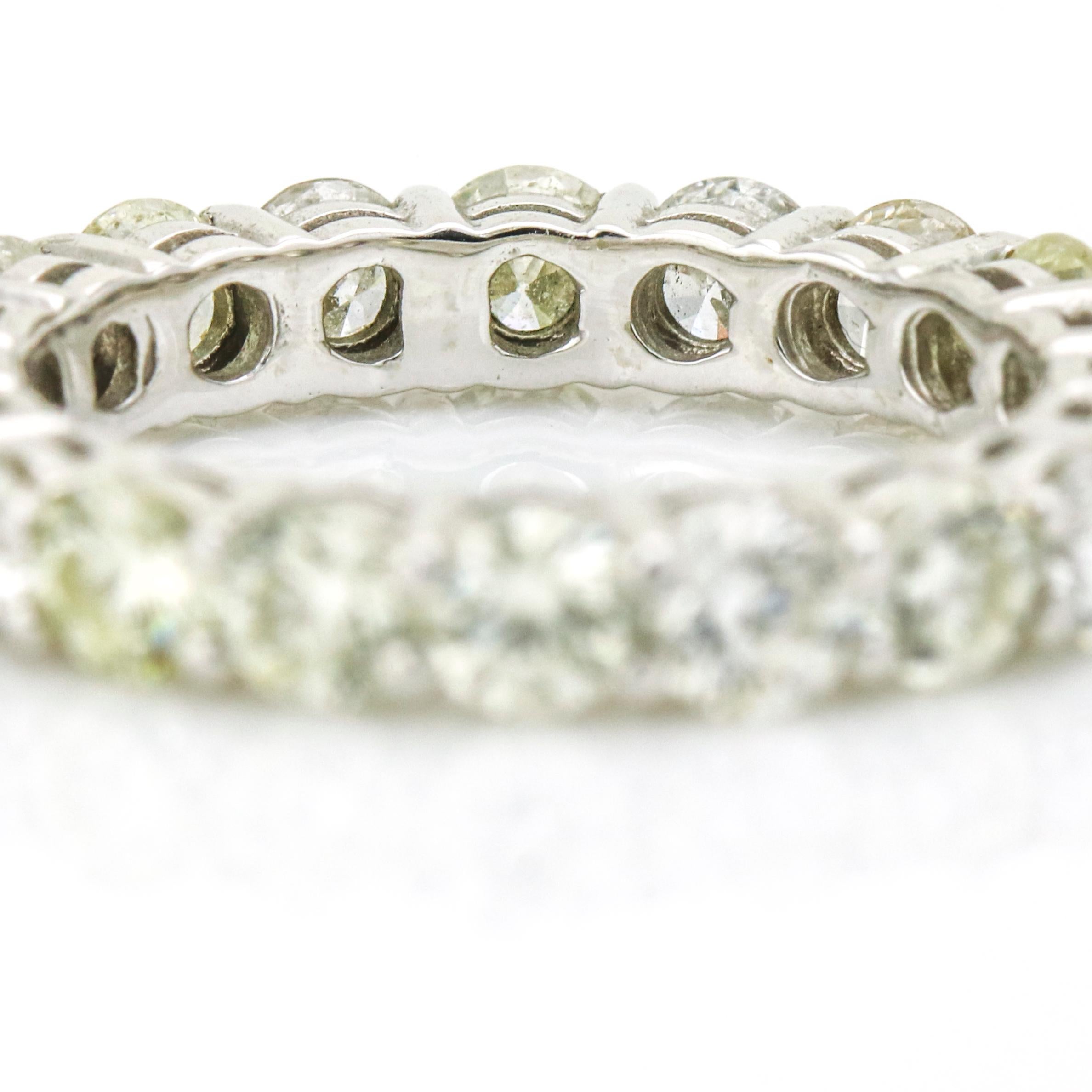 3.23 Carat 14 Karat White Gold Diamond Eternity Band Ring For Sale 3