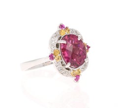 3.23 Carat Tourmaline Sapphire White Gold Cocktail Ring