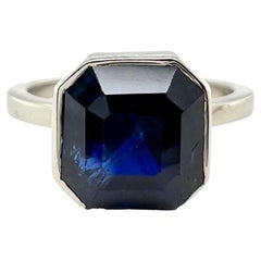 3.23 Carats Sapphire 18 Karat White Gold Bezel Set Ring
