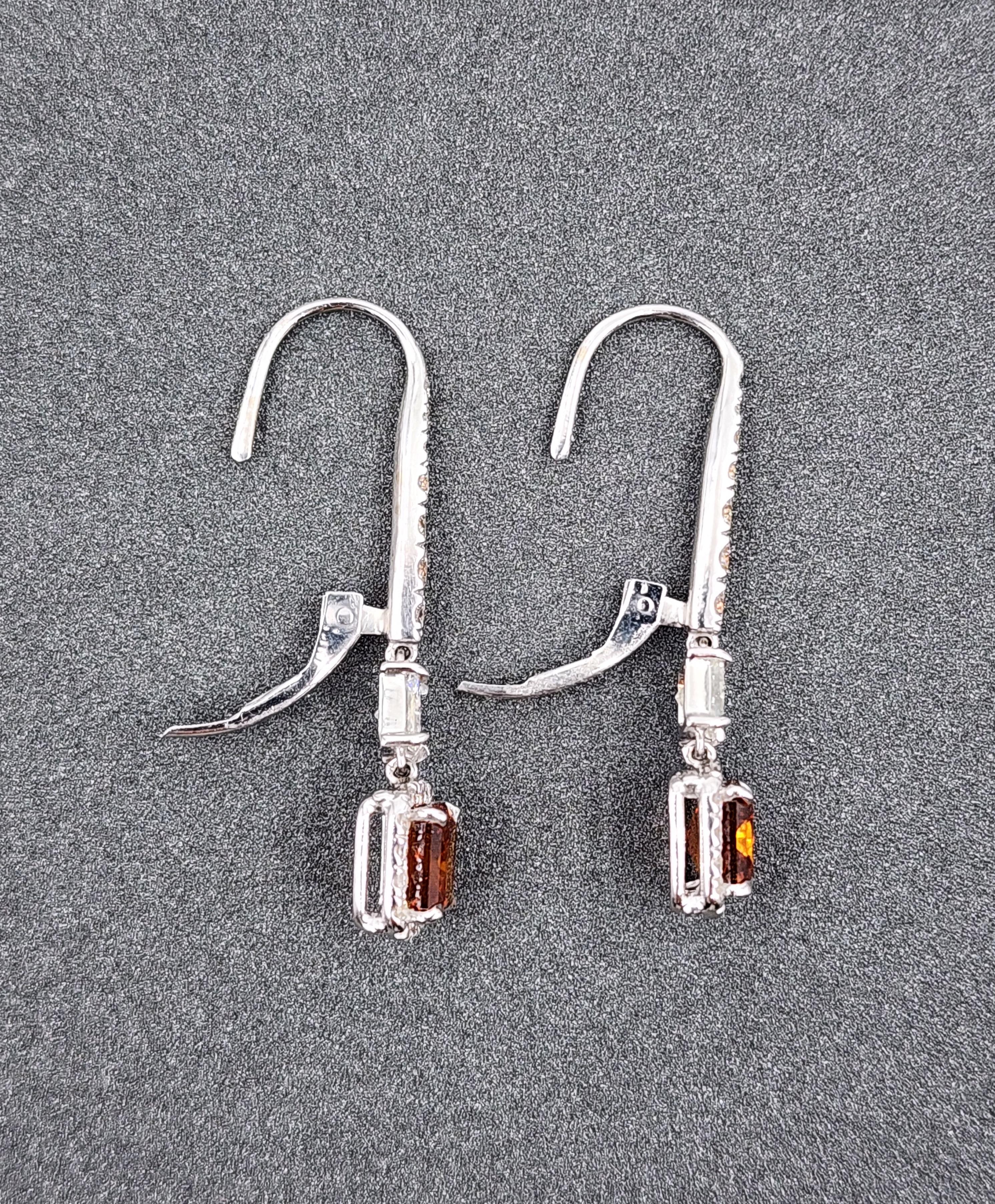 Radiant Cut 3.23 ct GIA Certified Natural Fancy Orange & Diamond Dangle Earrings For Sale
