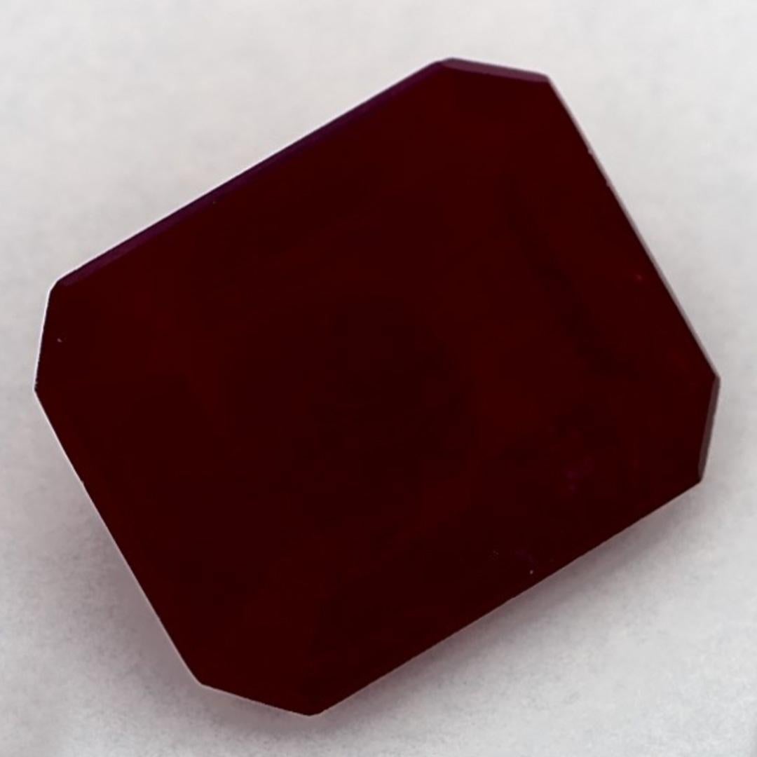 3.23 Ct Ruby Octagon Cut Loose Gemstone In New Condition For Sale In Fort Lee, NJ