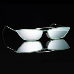 323 Emerald Sunglasses Artisan Made in 18 Karat White Gold