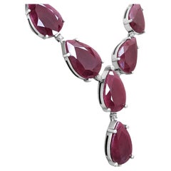 NO RESERVE - 323.00ct Red Ruby & 1.51ct Diamonds, 18kt White Gold Necklace