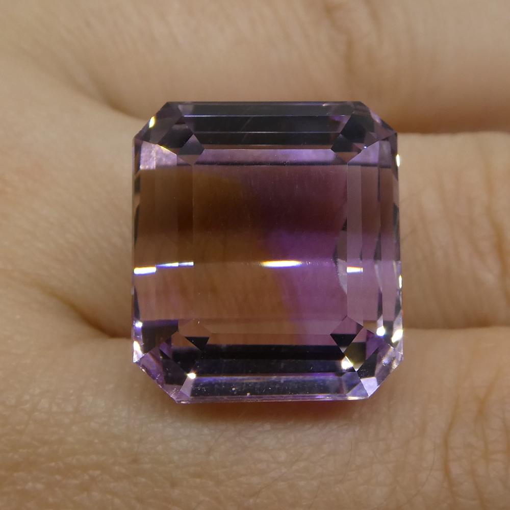Description:

Gem Type: Ametrine
Number of Stones: 1
Weight: 32.35 cts
Measurements: 18.10x16x13.20 mm
Shape: Square
Cutting Style Crown: Step Cut
Cutting Style Pavilion: Step Cut
Transparency: Transparent
Clarity: Very Slightly Included: Eye Clean