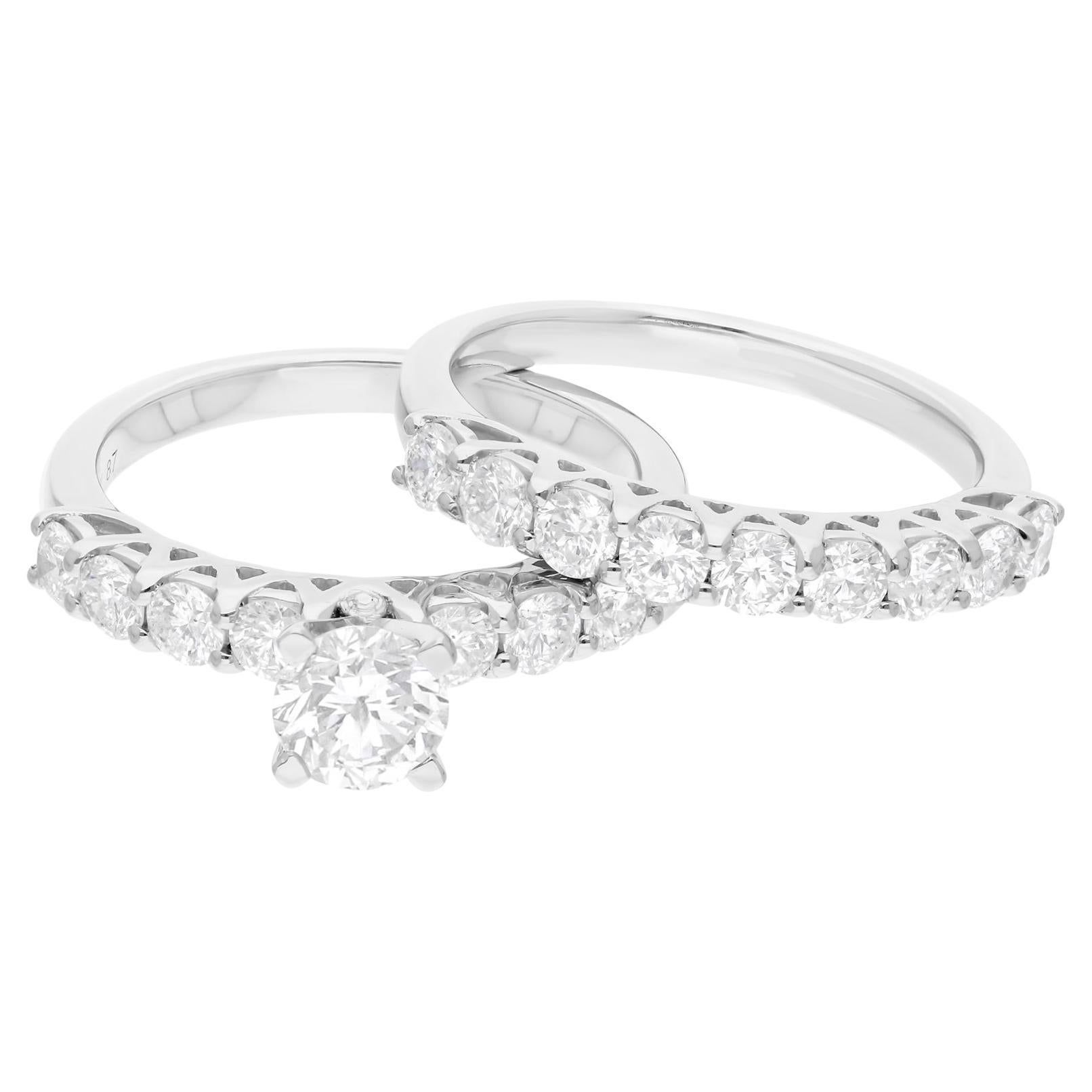 3.23Ct Diamond Round Solitaire Engagement Ring Set 14k White Gold