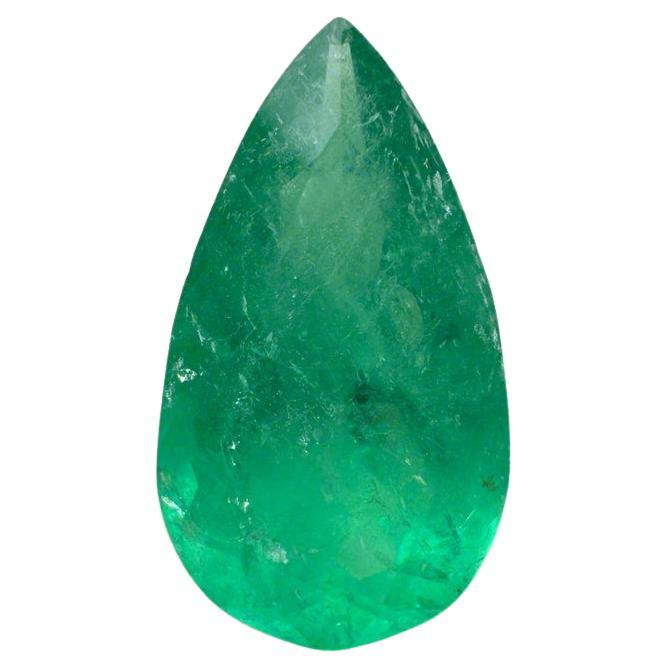 3.24 Carat 14x8 Green Natural Loose Colombian Emerald - Pear Cut Teardrop May