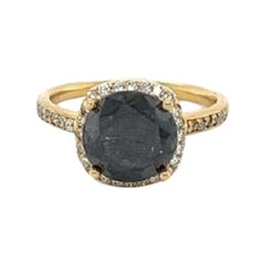 Gelbgoldring mit 3,24 Karat schwarzem Diamant und weißem Diamant
