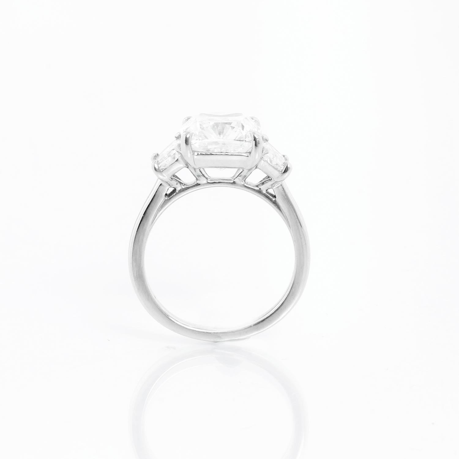 Women's 3.24 Carat Cushion Cut Diamond Engagement Ring Size 4.5 For Sale