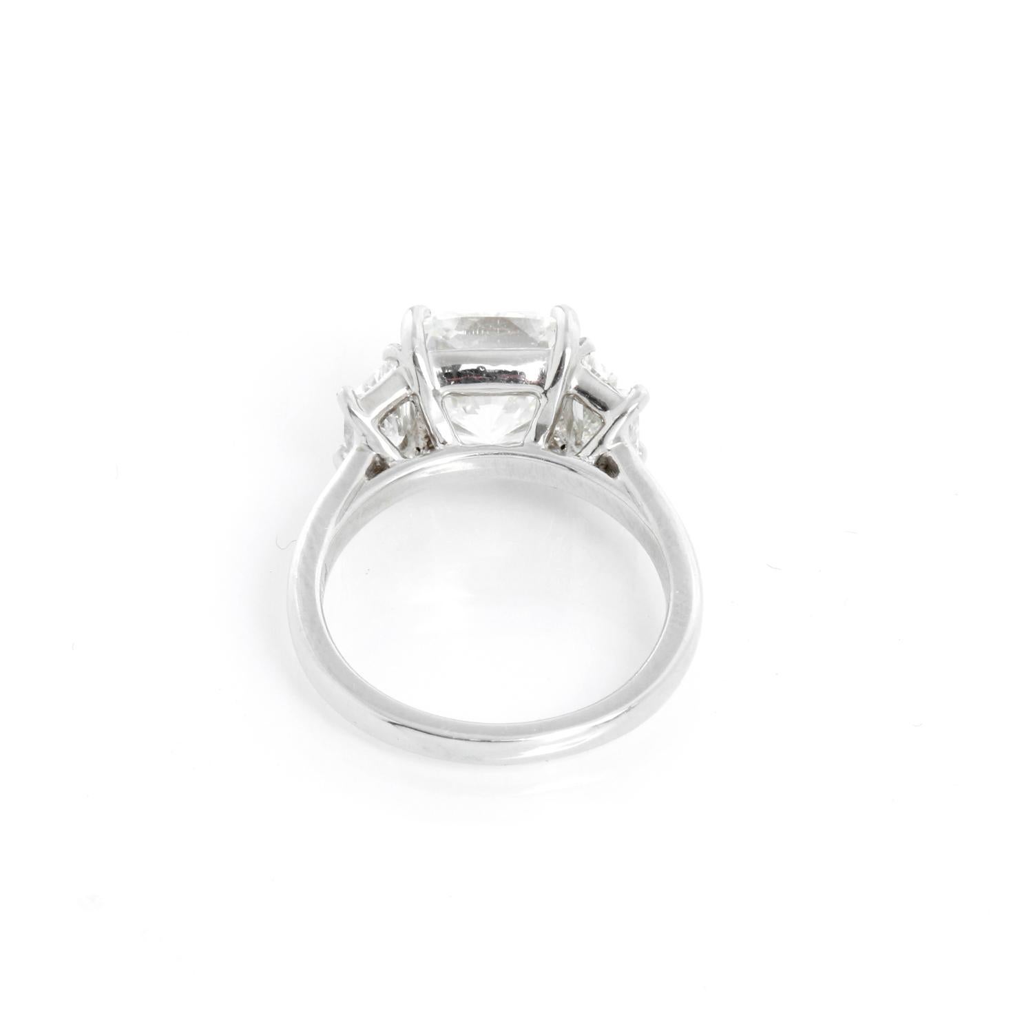 3.24 Carat Cushion Cut Diamond Engagement Ring Size 4.5 For Sale 3