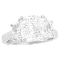 3.24 Carat Cushion Cut Diamond Engagement Ring Size 4.5