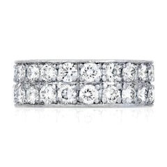 3.24 Carat Double Row Round Cut Diamond Eternity Band in Prong Set
