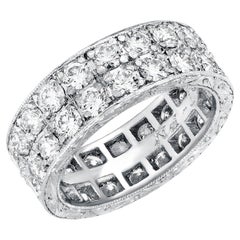 3.24 Carat Double Row Round Cut Diamond Eternity Band in Prong Set