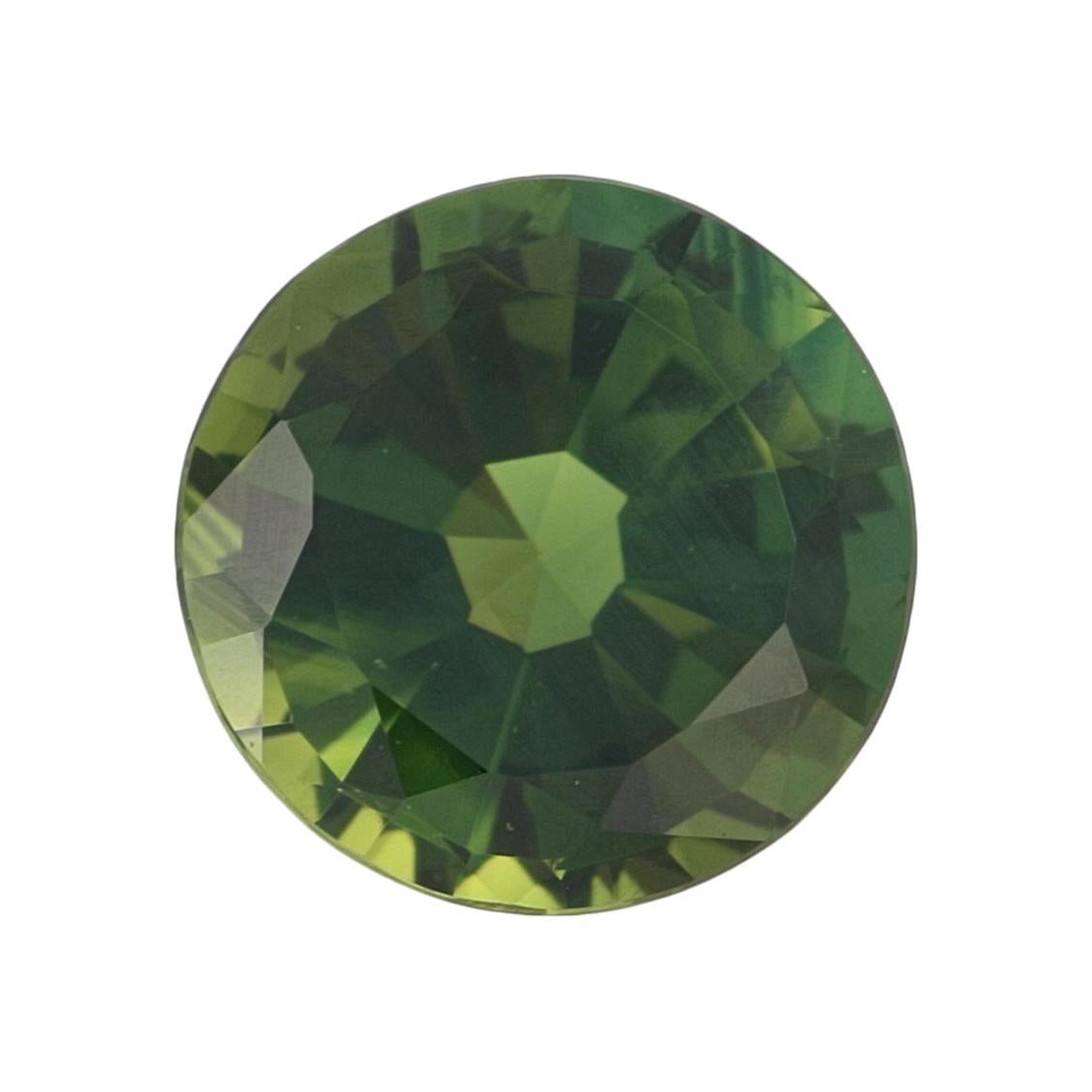 Solitaire en saphir vert non serti de 3,24 carats, taille ronde