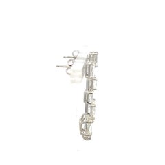 3.24 Carat Marquis Radiant Cut J-K VS Diamond 14 Karat White Gold Drop Earrings