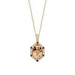 Sunita Nahata Morganite 3.24ct. Pendant in 18KRG with pink Tourmaline & Diamond.