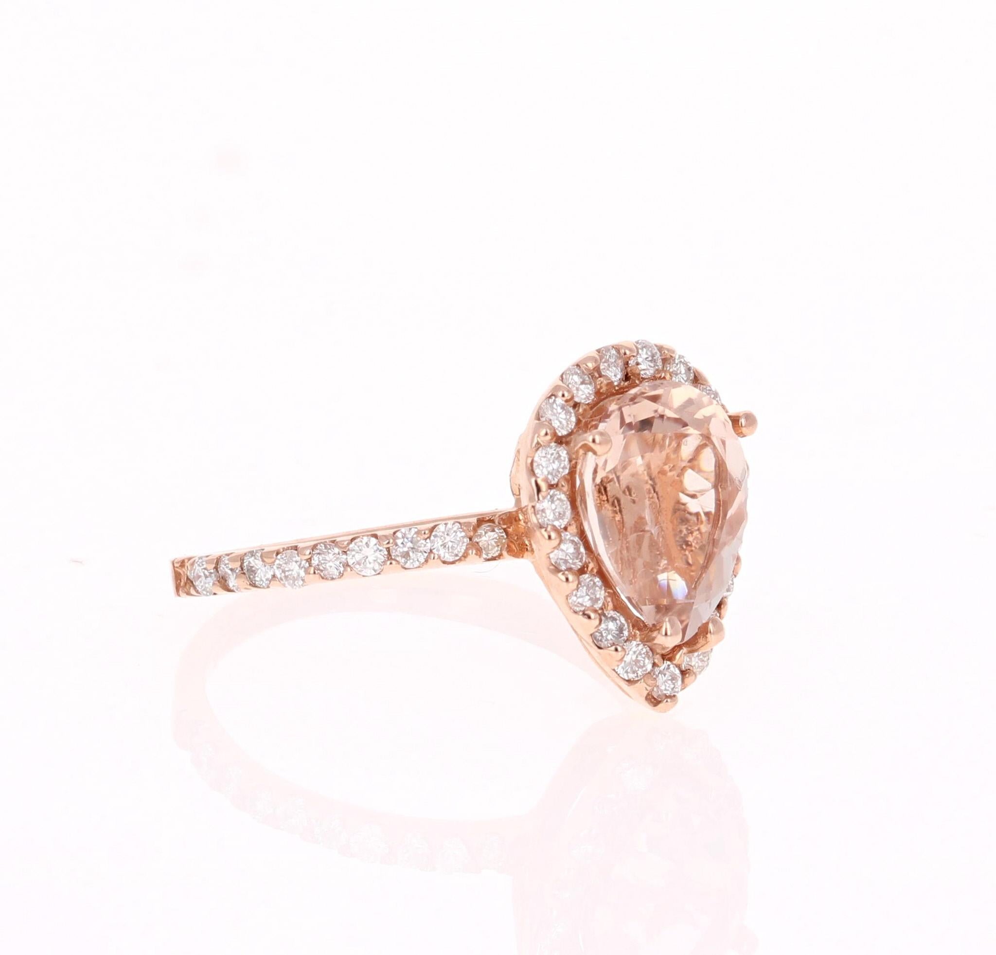 Modern 3.24 Carat Morganite Diamond Rose Gold Cocktail Ring