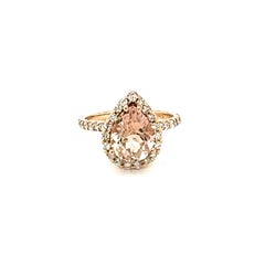 Bague de fiançailles or rose 3,24 carats Morganite Diamant