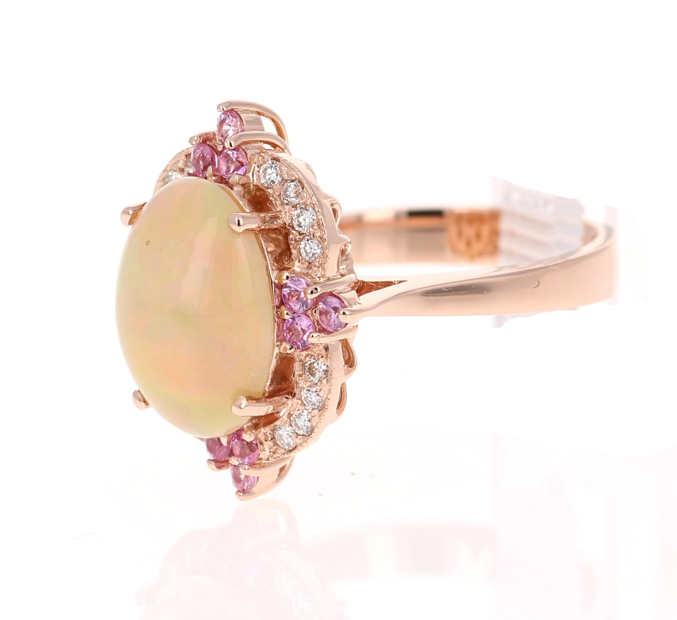 Contemporary 3.24 Carat Opal Diamond 18 Karat Rose Gold Ring For Sale