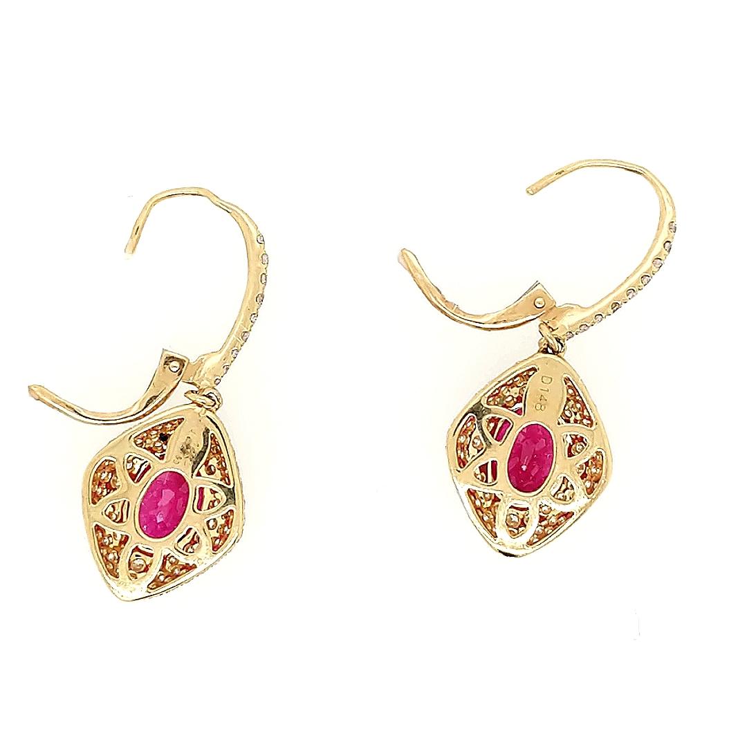 Contemporary 3.24 Carat Ruby and Diamond Earrings For Sale