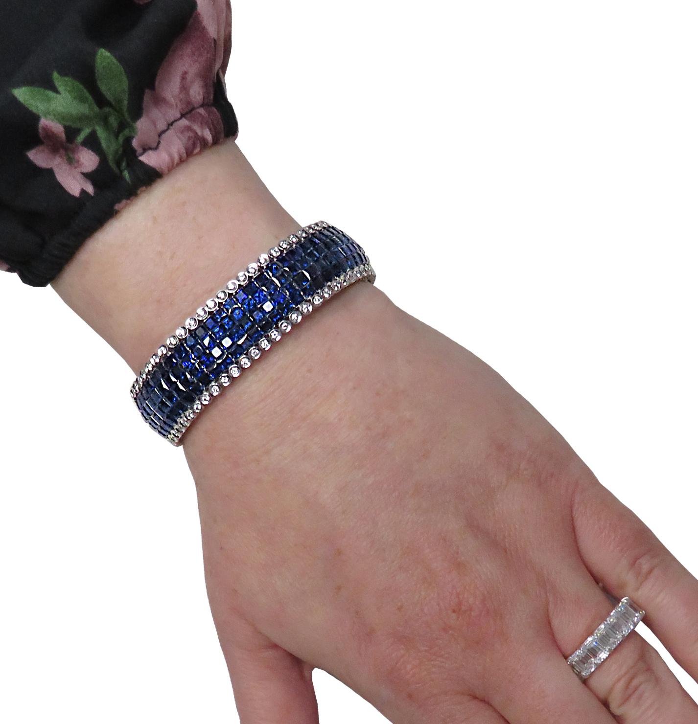 Modern 32.4 Carat Sapphire and Diamond Bracelet For Sale