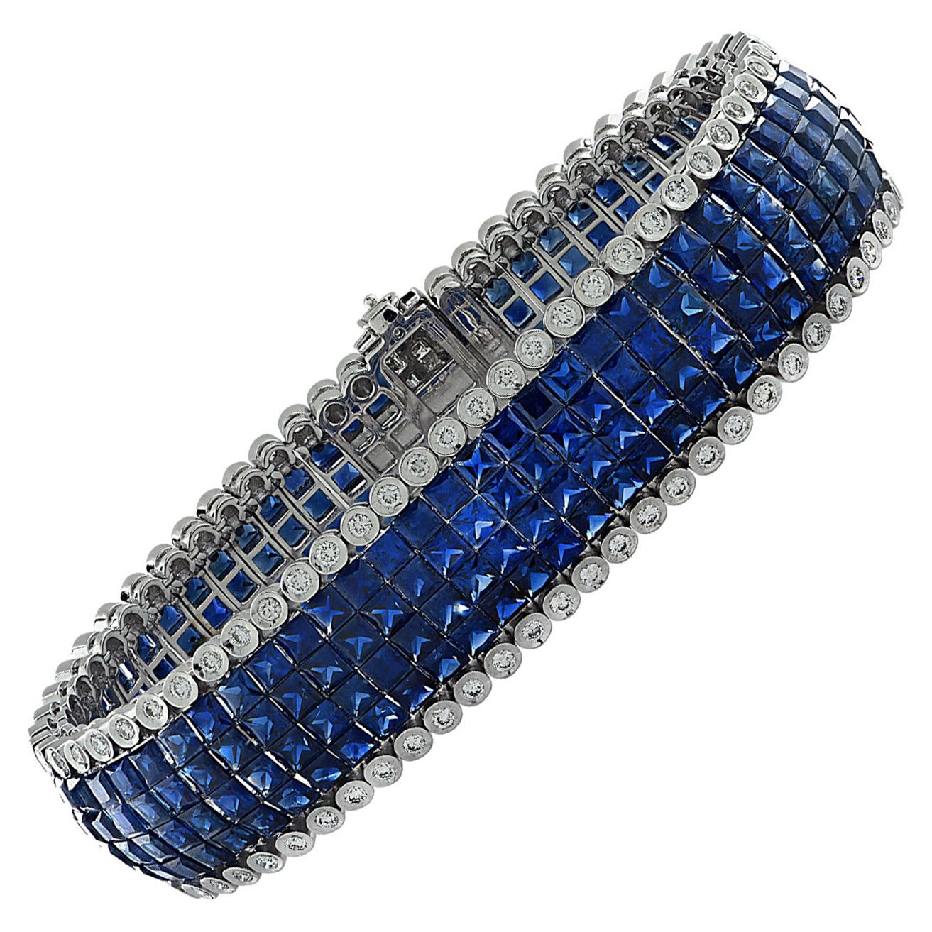 32.4 Carat Sapphire and Diamond Bracelet For Sale